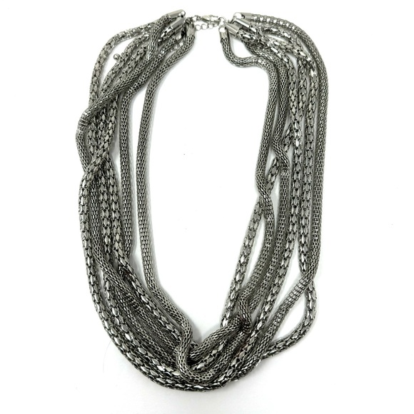 Layered silver tone fashion necklace - Picture 4 of 11